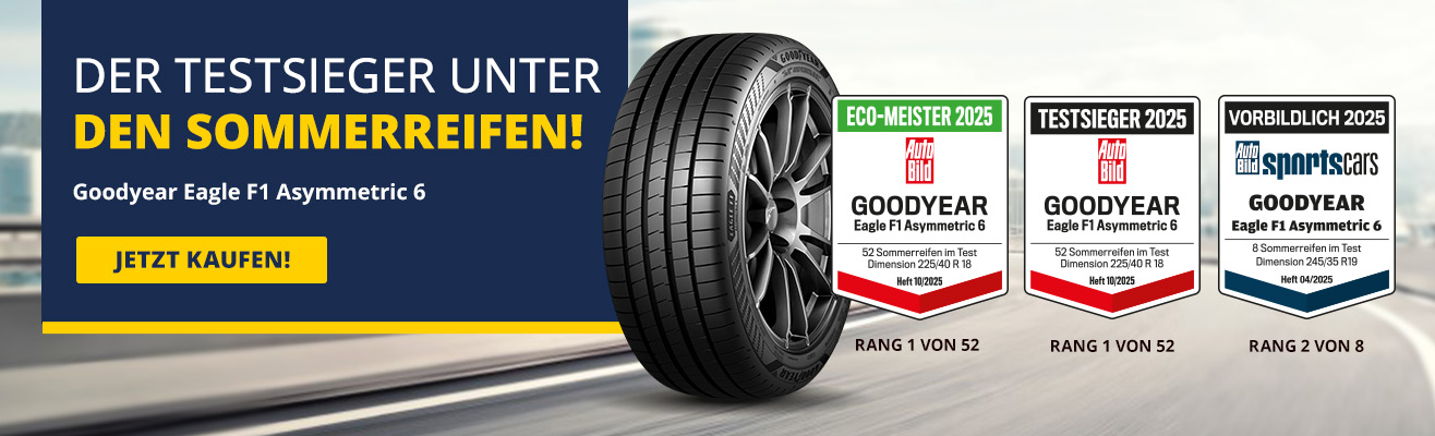 Testsieger Sommerreifen 2025 Goodyear Eagle F1 Asymmetric 6